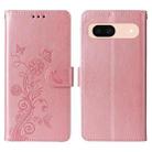 For Google Pixel 8a Embossed Butterfly Flowers Leather Phone Case(Rose Gold) - 3