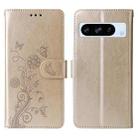 For Google Pixel 8 Pro Embossed Butterfly Flowers Leather Phone Case(Gold) - 3