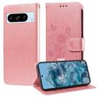 For Google Pixel 8 Pro Embossed Butterfly Flowers Leather Phone Case(Rose Gold) - 1