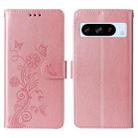 For Google Pixel 8 Pro Embossed Butterfly Flowers Leather Phone Case(Rose Gold) - 3