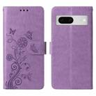 For Google Pixel 7 Pro Embossed Butterfly Flowers Leather Phone Case(Purple) - 3