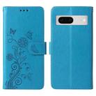 For Google Pixel 7 Pro Embossed Butterfly Flowers Leather Phone Case(Blue) - 3