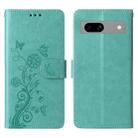 For Google Pixel 7a Embossed Butterfly Flowers Leather Phone Case(Green) - 3