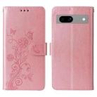 For Google Pixel 7a Embossed Butterfly Flowers Leather Phone Case(Rose Gold) - 3