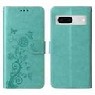 For Google Pixel 7 Embossed Butterfly Flowers Leather Phone Case(Green) - 3