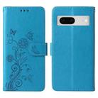 For Google Pixel 7 Embossed Butterfly Flowers Leather Phone Case(Blue) - 3