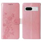 For Google Pixel 7 Embossed Butterfly Flowers Leather Phone Case(Rose Gold) - 3