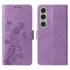 For Sony Xperia 1 VI Embossed Butterfly Flowers Leather Phone Case(Purple) - 3