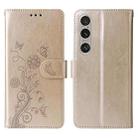 For Sony Xperia 1 VI Embossed Butterfly Flowers Leather Phone Case(Gold) - 3