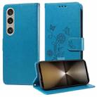 For Sony Xperia 1 VI Embossed Butterfly Flowers Leather Phone Case(Blue) - 1