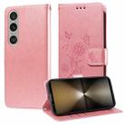 For Sony Xperia 1 VI Embossed Butterfly Flowers Leather Phone Case(Rose Gold) - 1