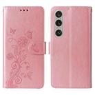 For Sony Xperia 1 VI Embossed Butterfly Flowers Leather Phone Case(Rose Gold) - 3