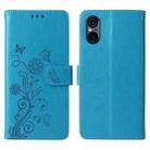 For Sony Xperia 5 VI Embossed Butterfly Flowers Leather Phone Case(Blue) - 3