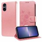 For Sony Xperia 5 VI Embossed Butterfly Flowers Leather Phone Case(Rose Gold) - 1