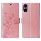 For Sony Xperia 5 VI Embossed Butterfly Flowers Leather Phone Case(Rose Gold) - 3