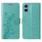 For Sony Xperia 5 V Embossed Butterfly Flowers Leather Phone Case(Green) - 3