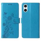 For Sony Xperia 10 VI Embossed Butterfly Flowers Leather Phone Case(Blue) - 3