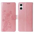 For Sony Xperia 10 VI Embossed Butterfly Flowers Leather Phone Case(Rose Gold) - 3