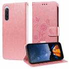 For Sony Xperia 10 V Embossed Butterfly Flowers Leather Phone Case(Rose Gold) - 1