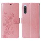 For Sony Xperia 10 V Embossed Butterfly Flowers Leather Phone Case(Rose Gold) - 3