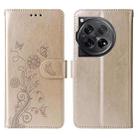 For OnePlus 12 Embossed Butterfly Flowers Leather Phone Case(Gold) - 3