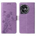 For OnePlus 12R / Ace 3 5G Embossed Butterfly Flowers Leather Phone Case(Purple) - 3