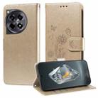 For OnePlus 12R / Ace 3 5G Embossed Butterfly Flowers Leather Phone Case(Gold) - 1