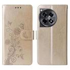 For OnePlus 12R / Ace 3 5G Embossed Butterfly Flowers Leather Phone Case(Gold) - 3