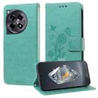 For OnePlus 12R / Ace 3 5G Embossed Butterfly Flowers Leather Phone Case(Green) - 1