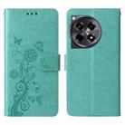 For OnePlus 12R / Ace 3 5G Embossed Butterfly Flowers Leather Phone Case(Green) - 3