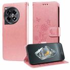 For OnePlus 12R / Ace 3 5G Embossed Butterfly Flowers Leather Phone Case(Rose Gold) - 1