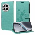 For OnePlus Ace 3 Pro 5G Embossed Butterfly Flowers Leather Phone Case(Green) - 1