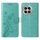 For OnePlus Ace 3 Pro 5G Embossed Butterfly Flowers Leather Phone Case(Green) - 3