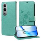 For OnePlus Ace 3V Embossed Butterfly Flowers Leather Phone Case(Green) - 1