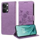 For OnePlus Nord 3 / Ace 2V Embossed Butterfly Flowers Leather Phone Case(Purple) - 1