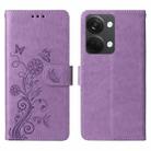 For OnePlus Nord 3 / Ace 2V Embossed Butterfly Flowers Leather Phone Case(Purple) - 3