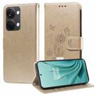 For OnePlus Nord 3 / Ace 2V Embossed Butterfly Flowers Leather Phone Case(Gold) - 1