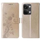 For OnePlus Nord 3 / Ace 2V Embossed Butterfly Flowers Leather Phone Case(Gold) - 3