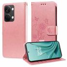 For OnePlus Nord 3 / Ace 2V Embossed Butterfly Flowers Leather Phone Case(Rose Gold) - 1