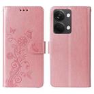 For OnePlus Nord 3 / Ace 2V Embossed Butterfly Flowers Leather Phone Case(Rose Gold) - 3