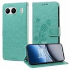 For OnePlus Nord 4 5G Embossed Butterfly Flowers Leather Phone Case(Green) - 1