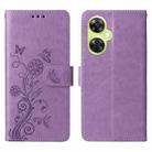 For OnePlus Nord CE 3 Lite / Nord N30 Embossed Butterfly Flowers Leather Phone Case(Purple) - 3