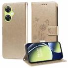 For OnePlus Nord CE 3 Lite / Nord N30 Embossed Butterfly Flowers Leather Phone Case(Gold) - 1