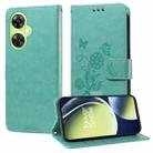 For OnePlus Nord CE 3 Lite / Nord N30 Embossed Butterfly Flowers Leather Phone Case(Green) - 1