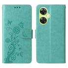 For OnePlus Nord CE 3 Lite / Nord N30 Embossed Butterfly Flowers Leather Phone Case(Green) - 3