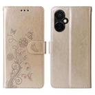 For OnePlus Nord CE3 Embossed Butterfly Flowers Leather Phone Case(Gold) - 3