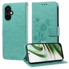 For OnePlus Nord CE3 Embossed Butterfly Flowers Leather Phone Case(Green) - 1