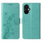 For OnePlus Nord CE3 Embossed Butterfly Flowers Leather Phone Case(Green) - 3