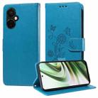 For OnePlus Nord CE3 Embossed Butterfly Flowers Leather Phone Case(Blue) - 1