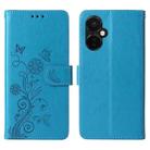 For OnePlus Nord CE3 Embossed Butterfly Flowers Leather Phone Case(Blue) - 3